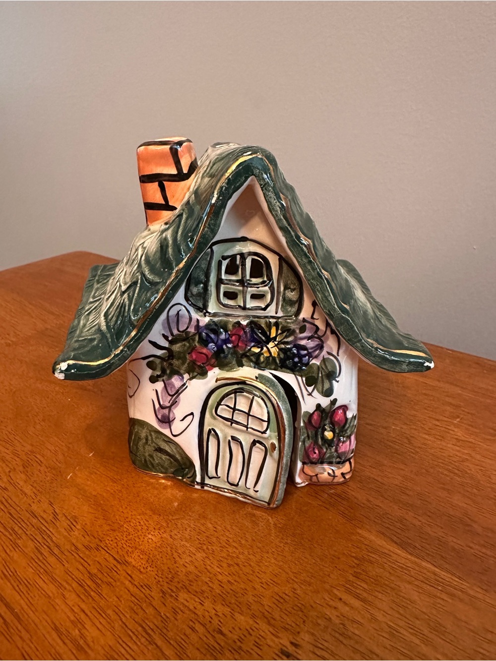 Clayworks Heather Goldminc 2000 Ceramic Cottage Tea Light Holder Whimsical House